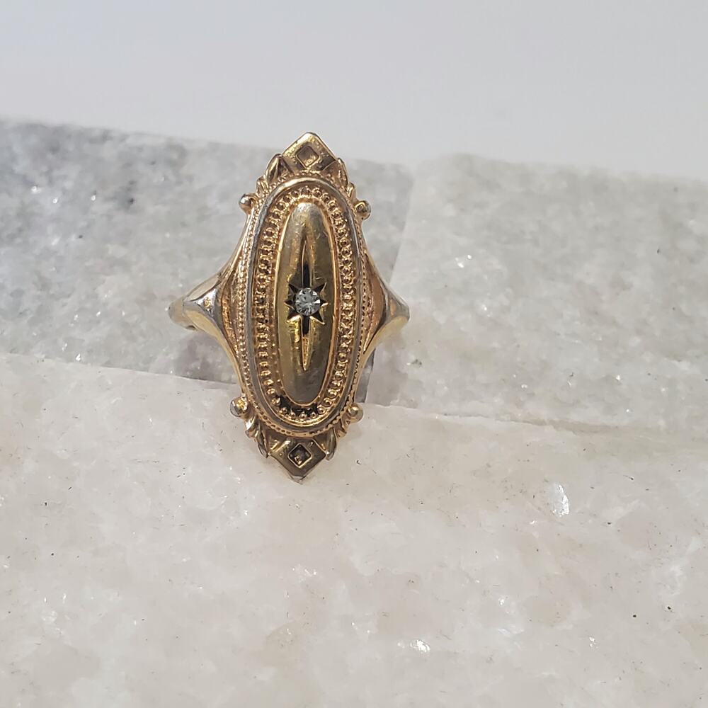 Avon Kensington Victorian Revival Gold Tone Starburst Adjustable Ring Size 5.5